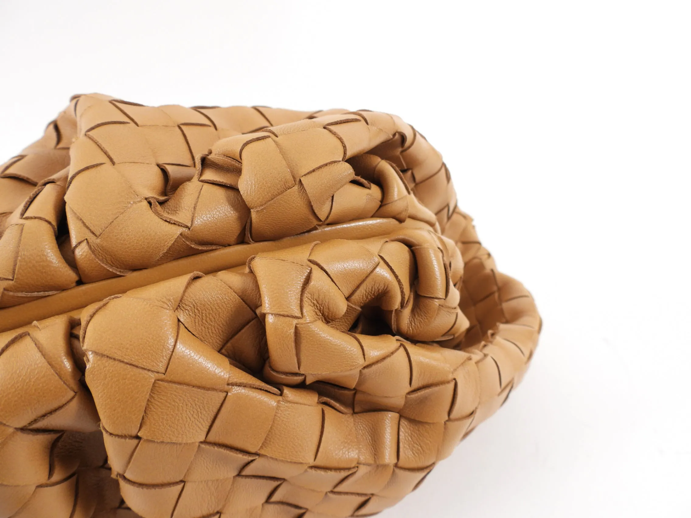 Bottega Veneta Caramel Intrecciato Leather Pouch Clutch Bag