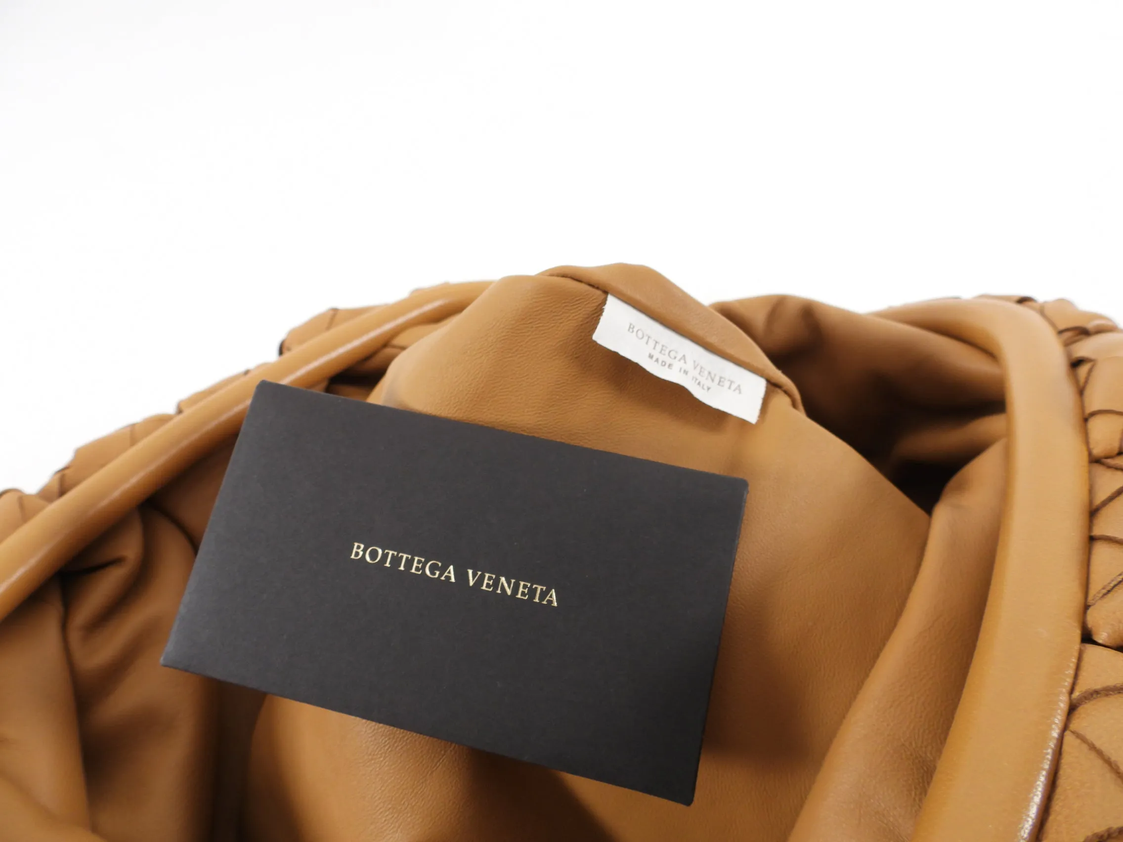 Bottega Veneta Caramel Intrecciato Leather Pouch Clutch Bag