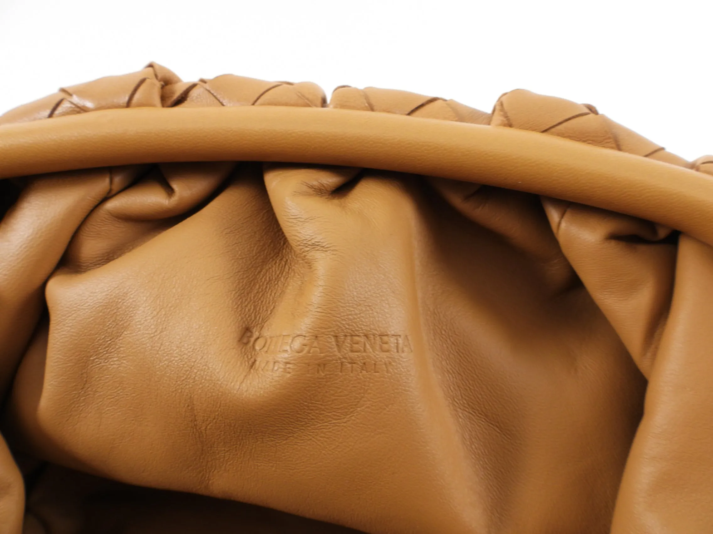 Bottega Veneta Caramel Intrecciato Leather Pouch Clutch Bag