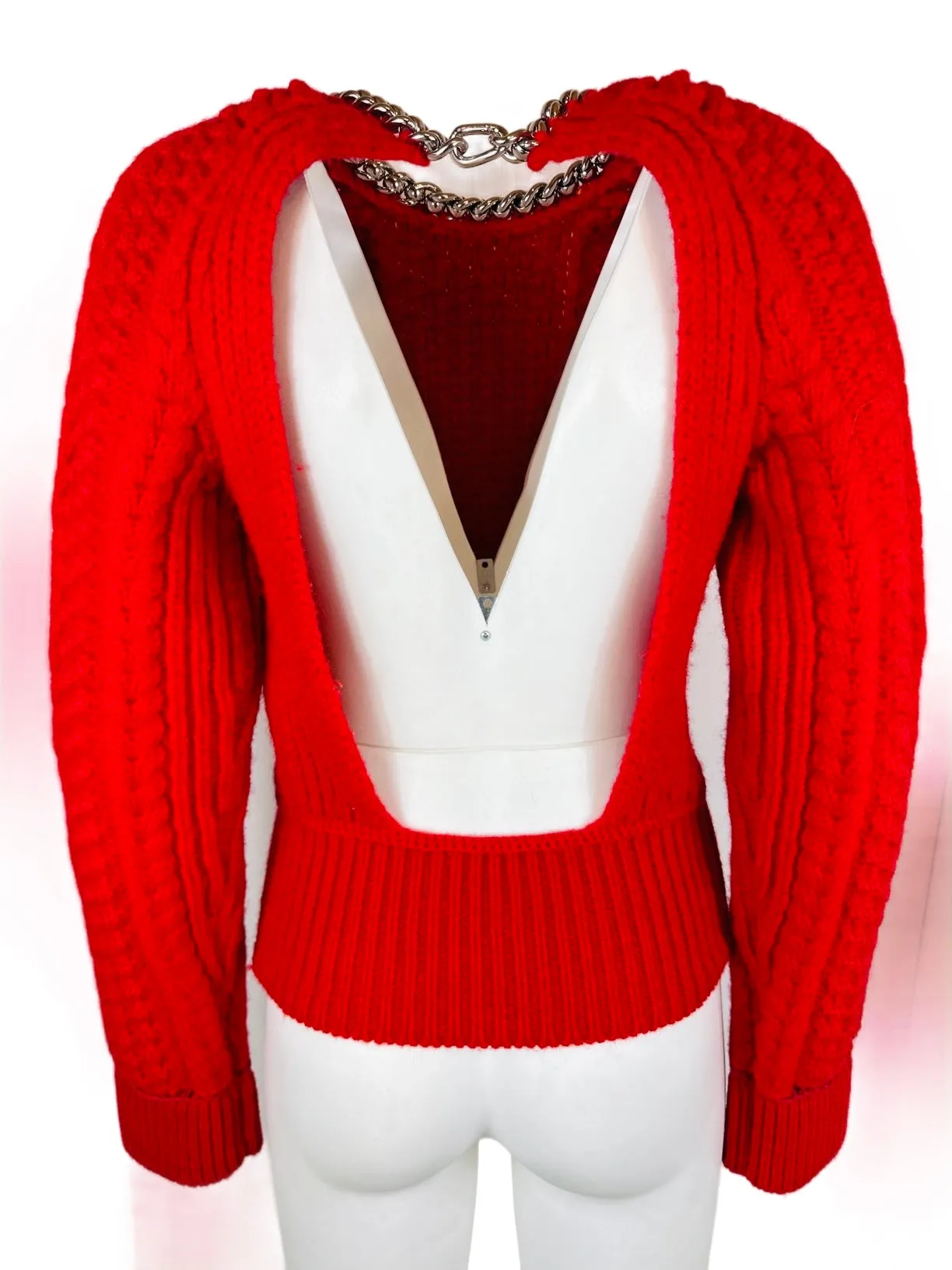 BOTTEGA VENETA - Pullover red open back chain details size S