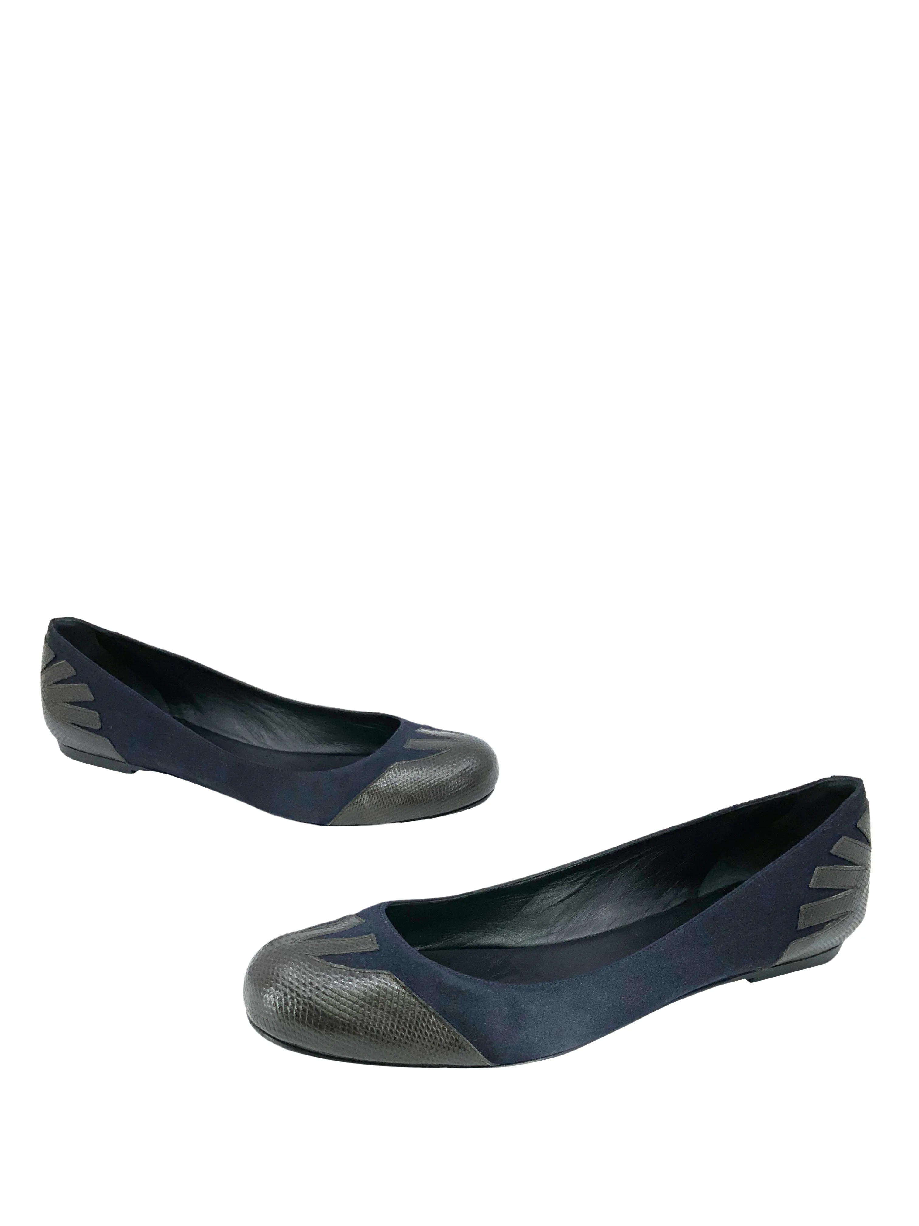 Bottega Veneta Satin and Lizard Ballet Flats Size 9.5