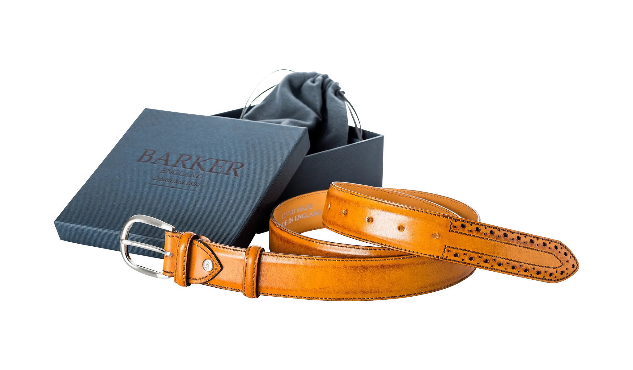 Brogue Men's Leather Belt -Cedar Calf