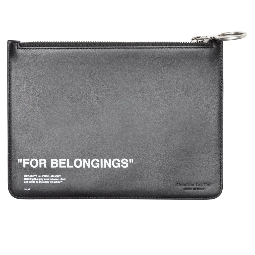 Calf Skin Quote Pouch - Black/White