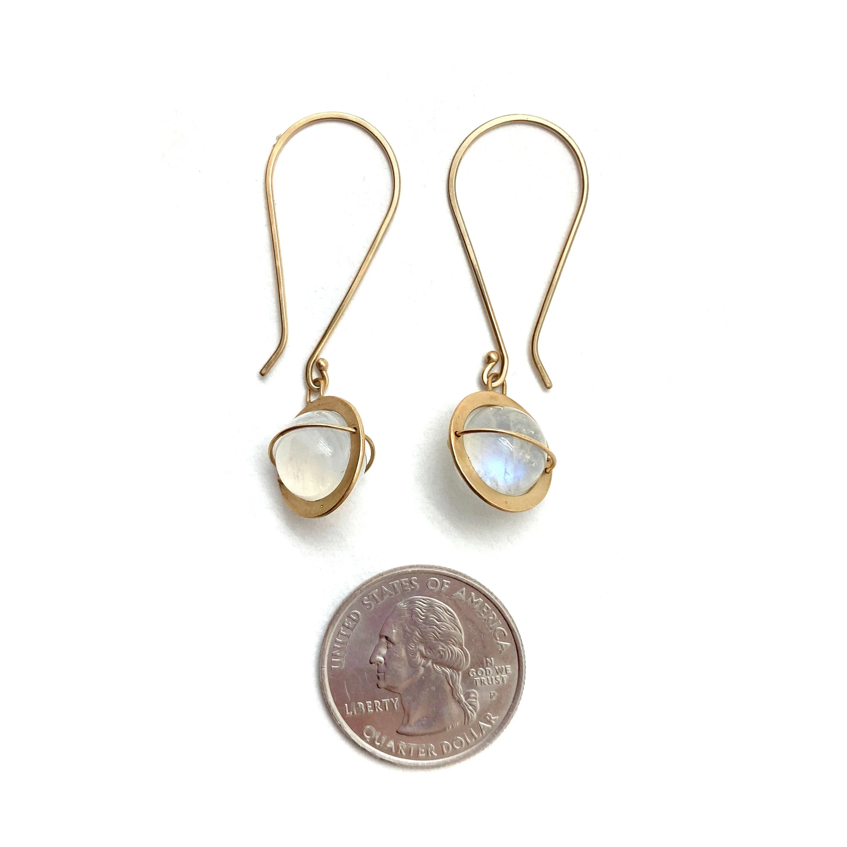 Captured Moonstone Orb Earrings