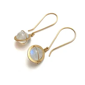 Captured Moonstone Orb Earrings