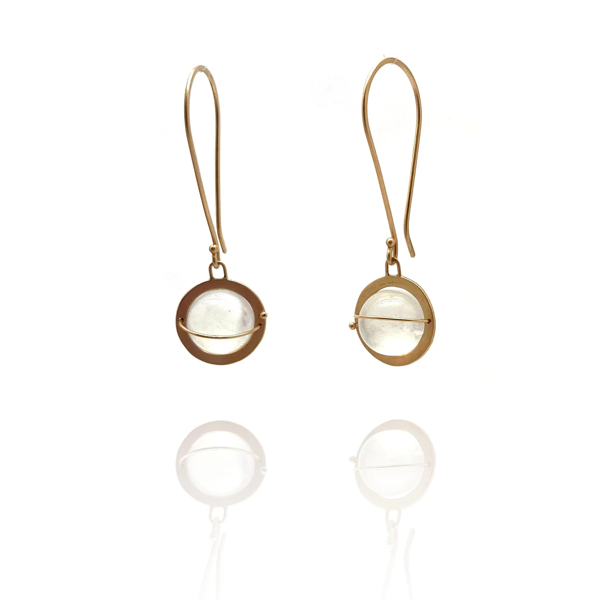 Captured Moonstone Orb Earrings