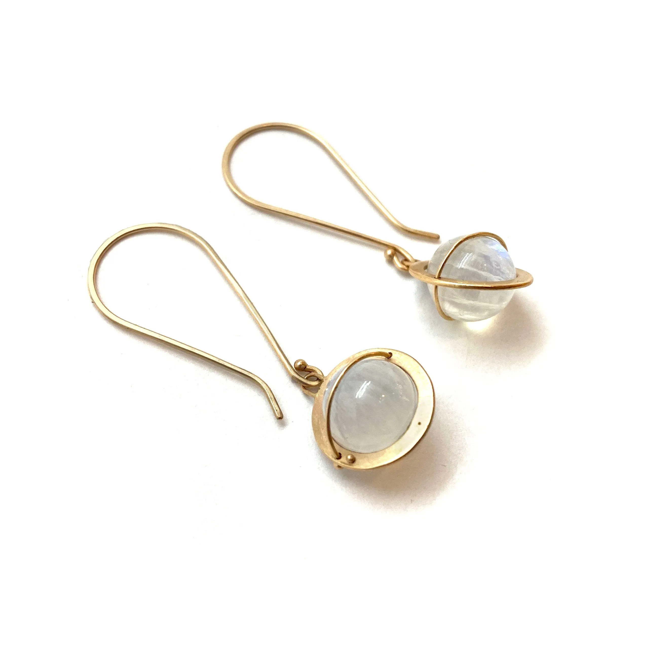 Captured Moonstone Orb Earrings