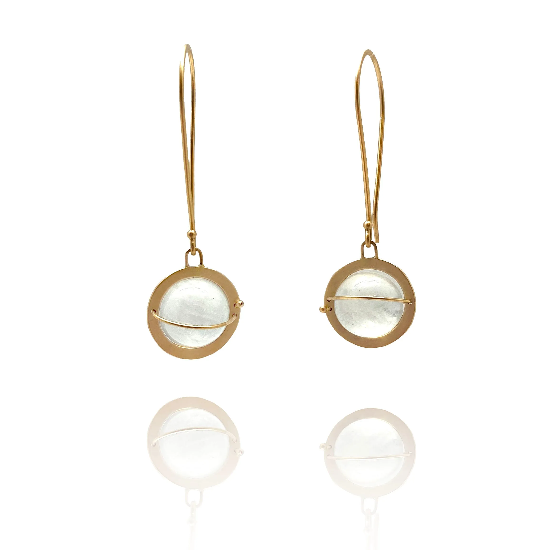 Captured Moonstone Orb Earrings