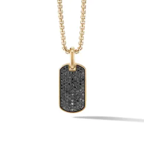 David Yurman Gents Streamline Tag in 18K Yellow Gold with Pave Black Diamonds