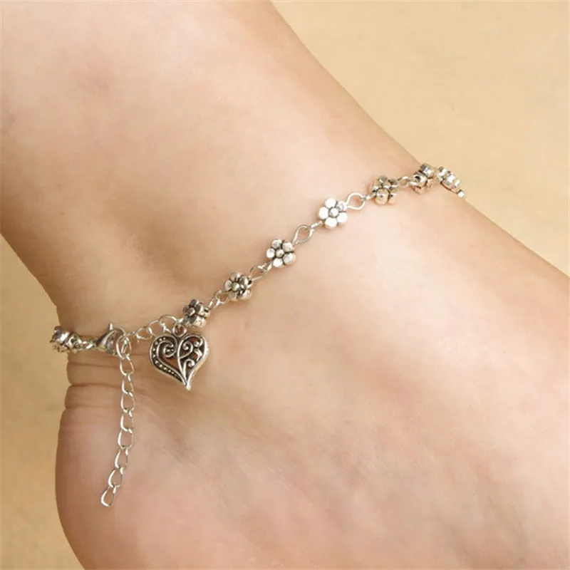 Delicate Versatile Tassel Bead Flower Barefoot Anklets for Women