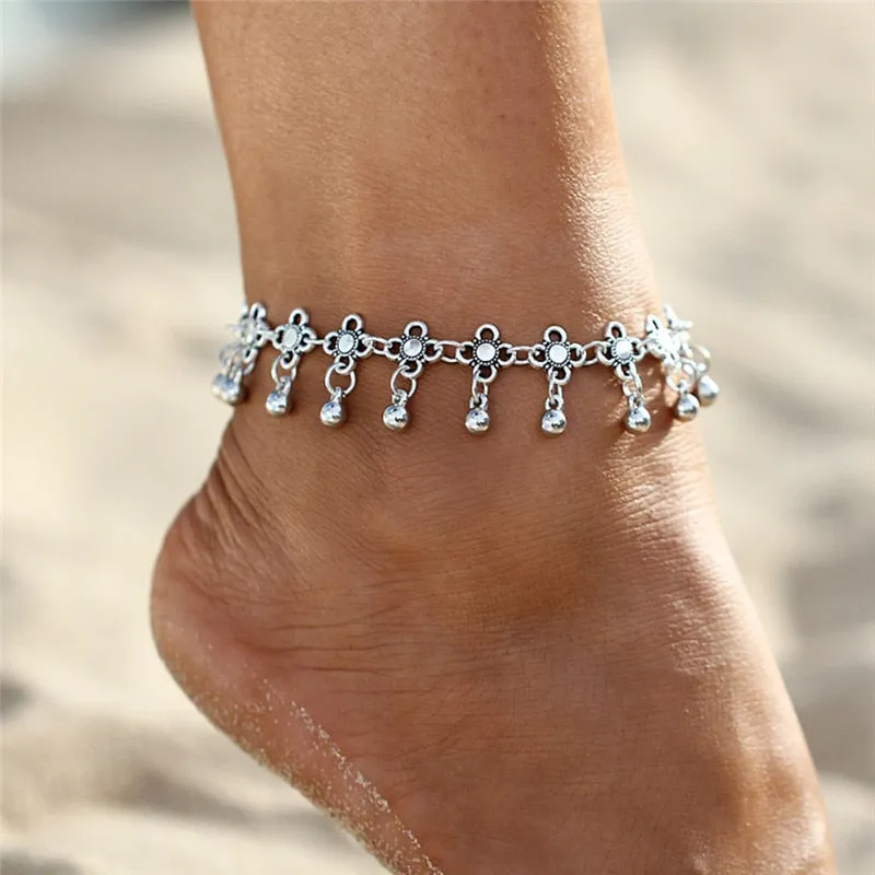 Delicate Versatile Tassel Bead Flower Barefoot Anklets for Women