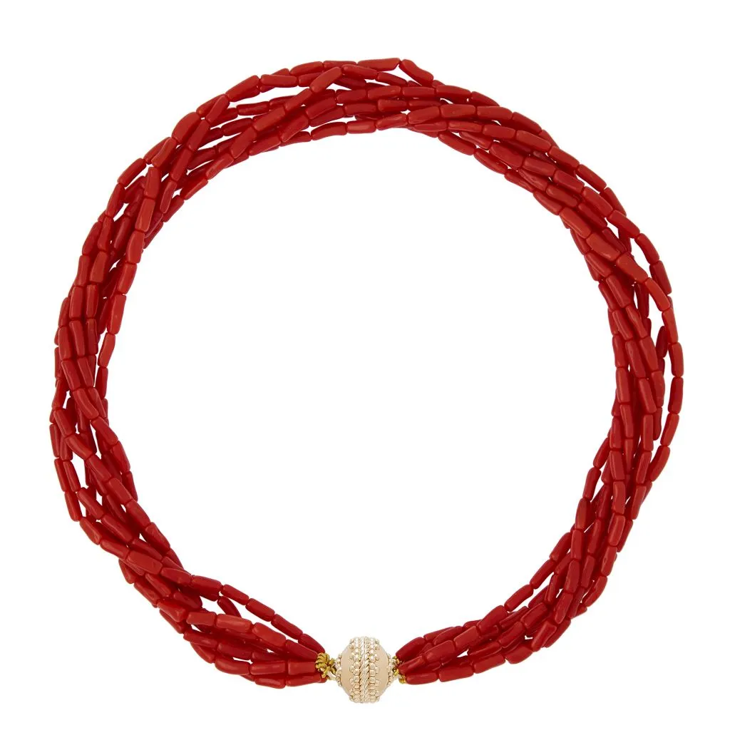 Dyed Red Coral Multi-Strand Necklace