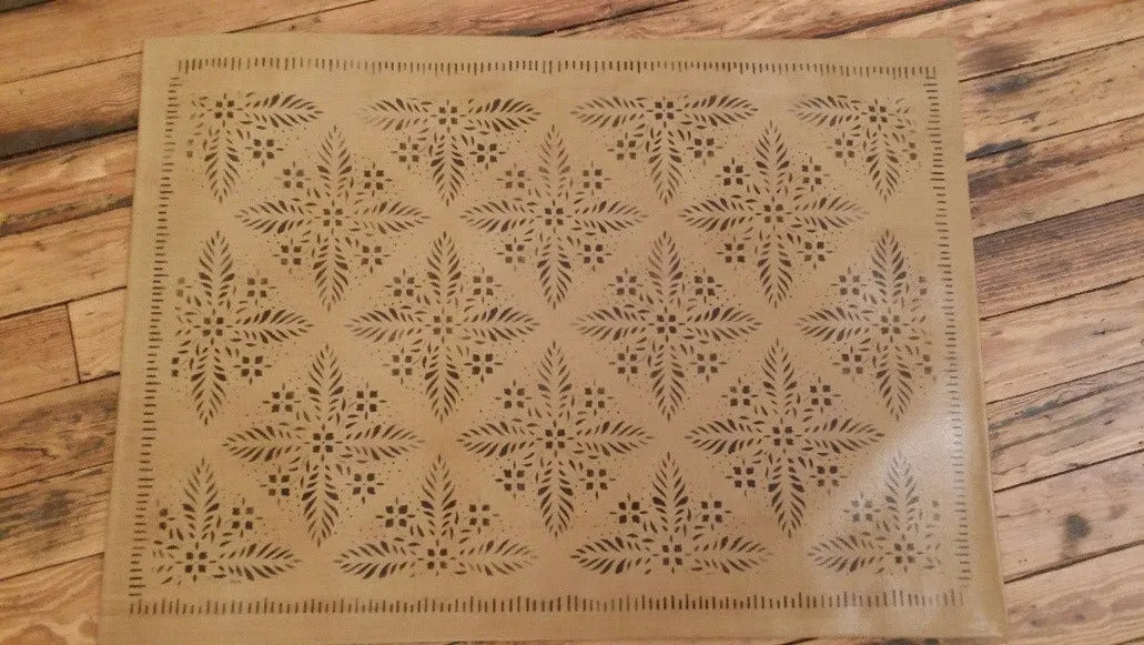 Edward Durant House Floorcloth with Border in Sage Green - Size 24 x 36