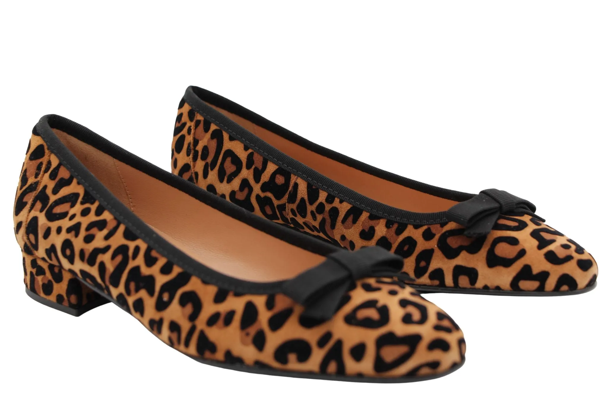 Fabucci Leopard Print Ballerina Black Bow