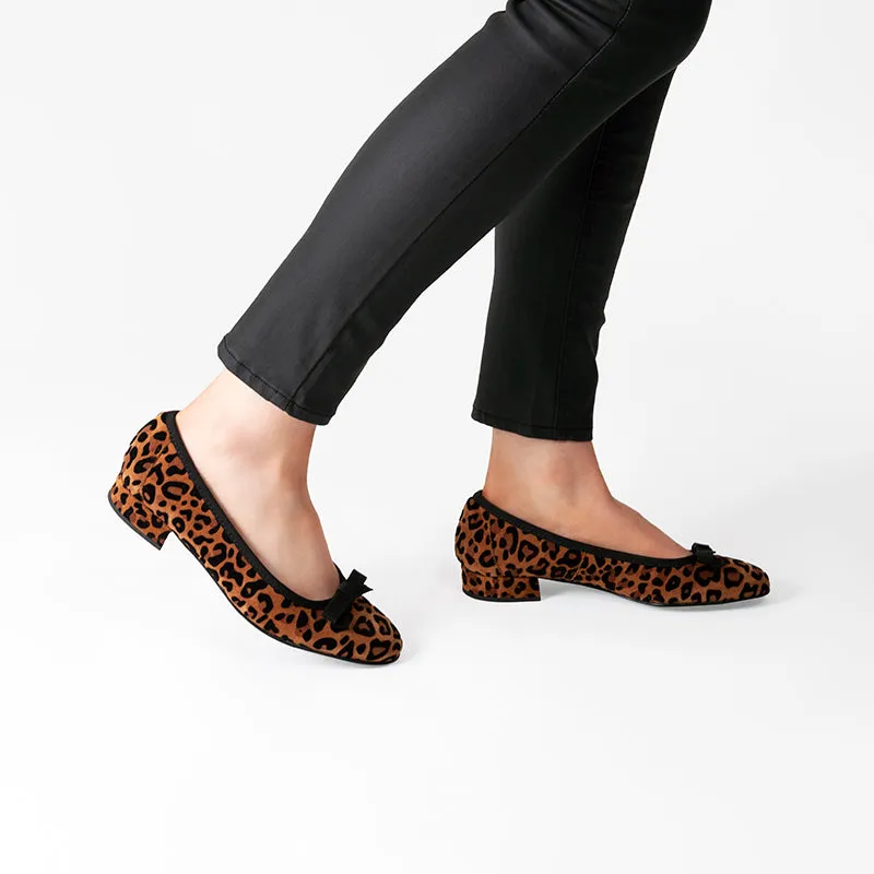 Fabucci Leopard Print Ballerina Black Bow