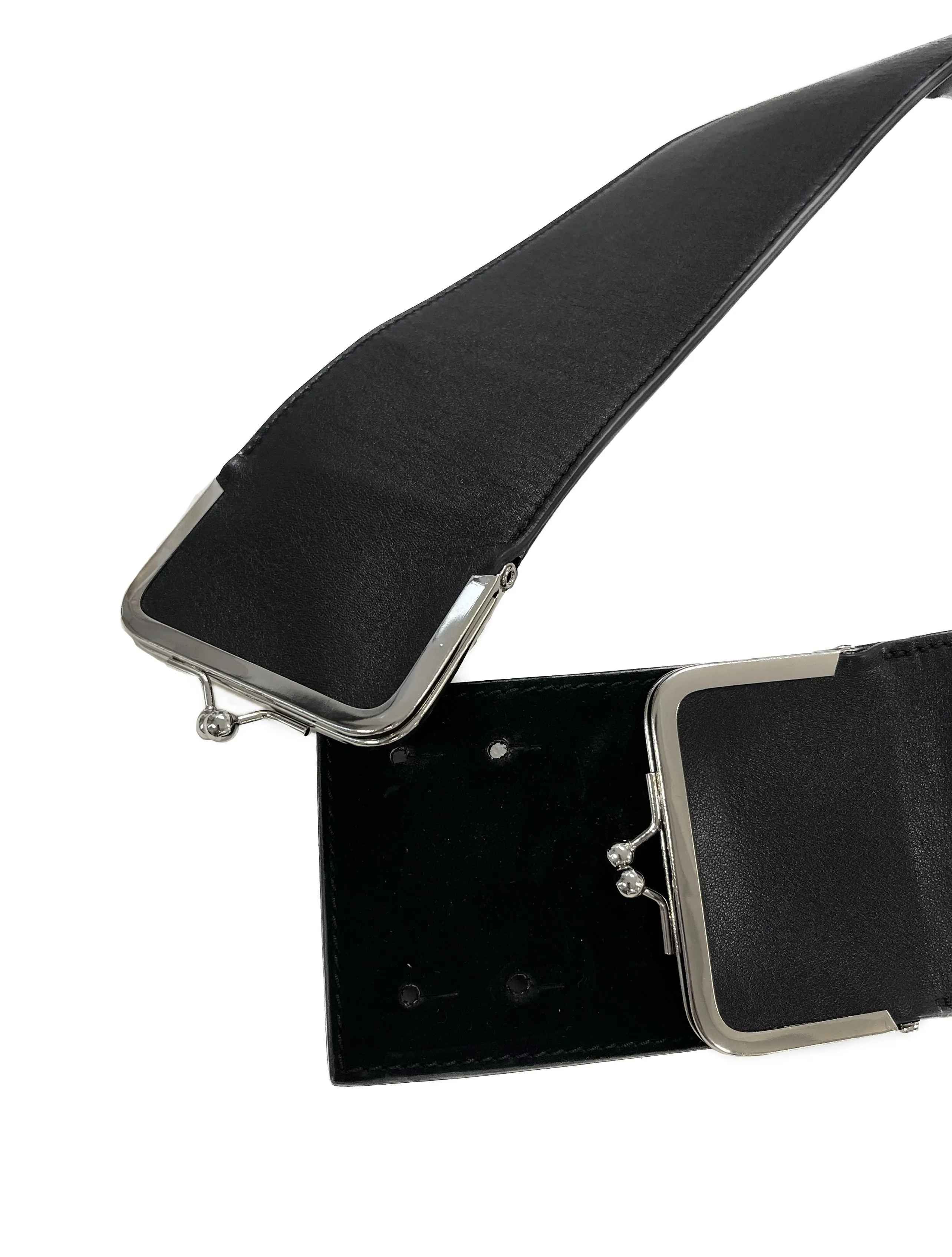 Fidan Novruzova Double Clasp Black Leather Belt