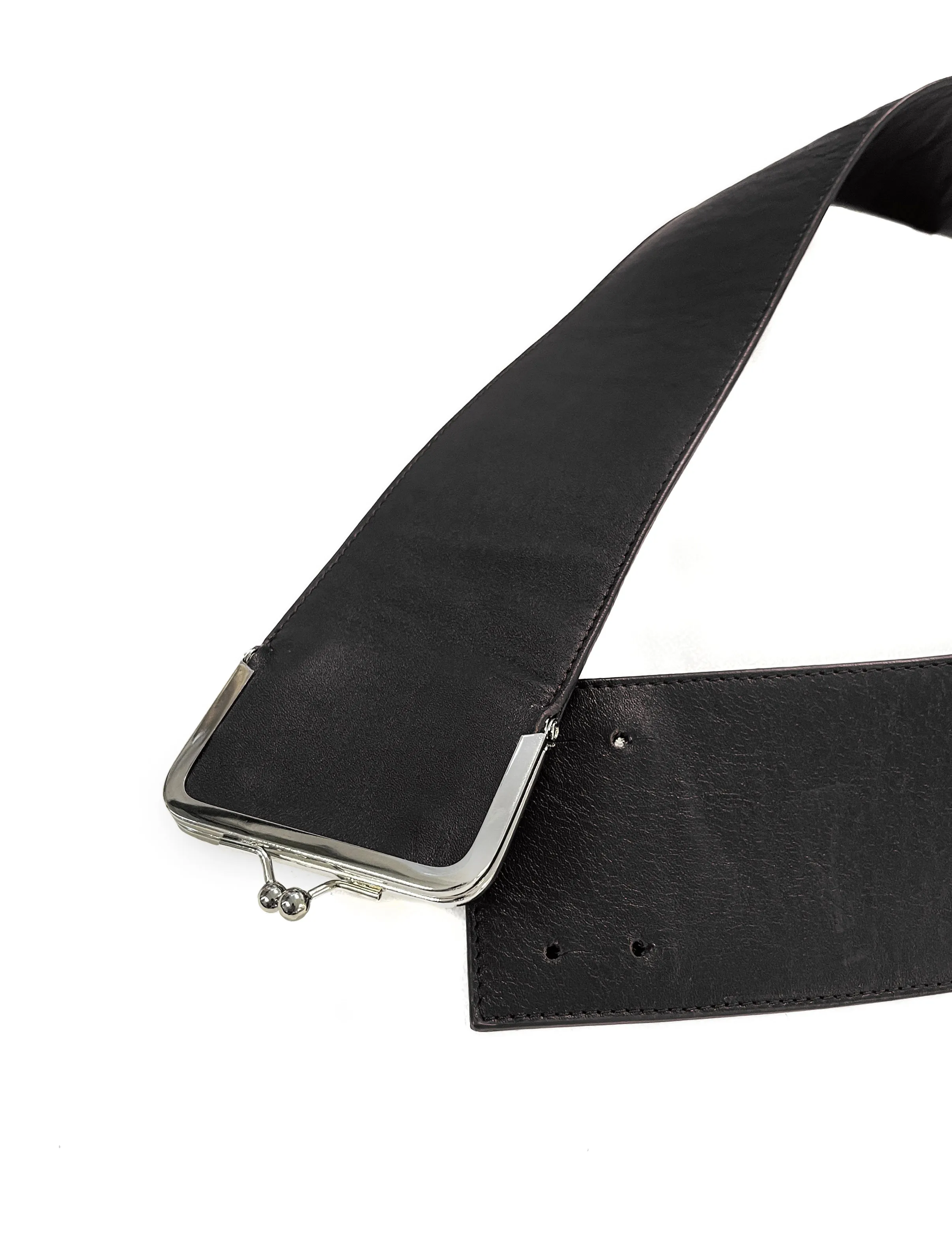 Fidan Novruzova Single Clasp Black Leather Belt