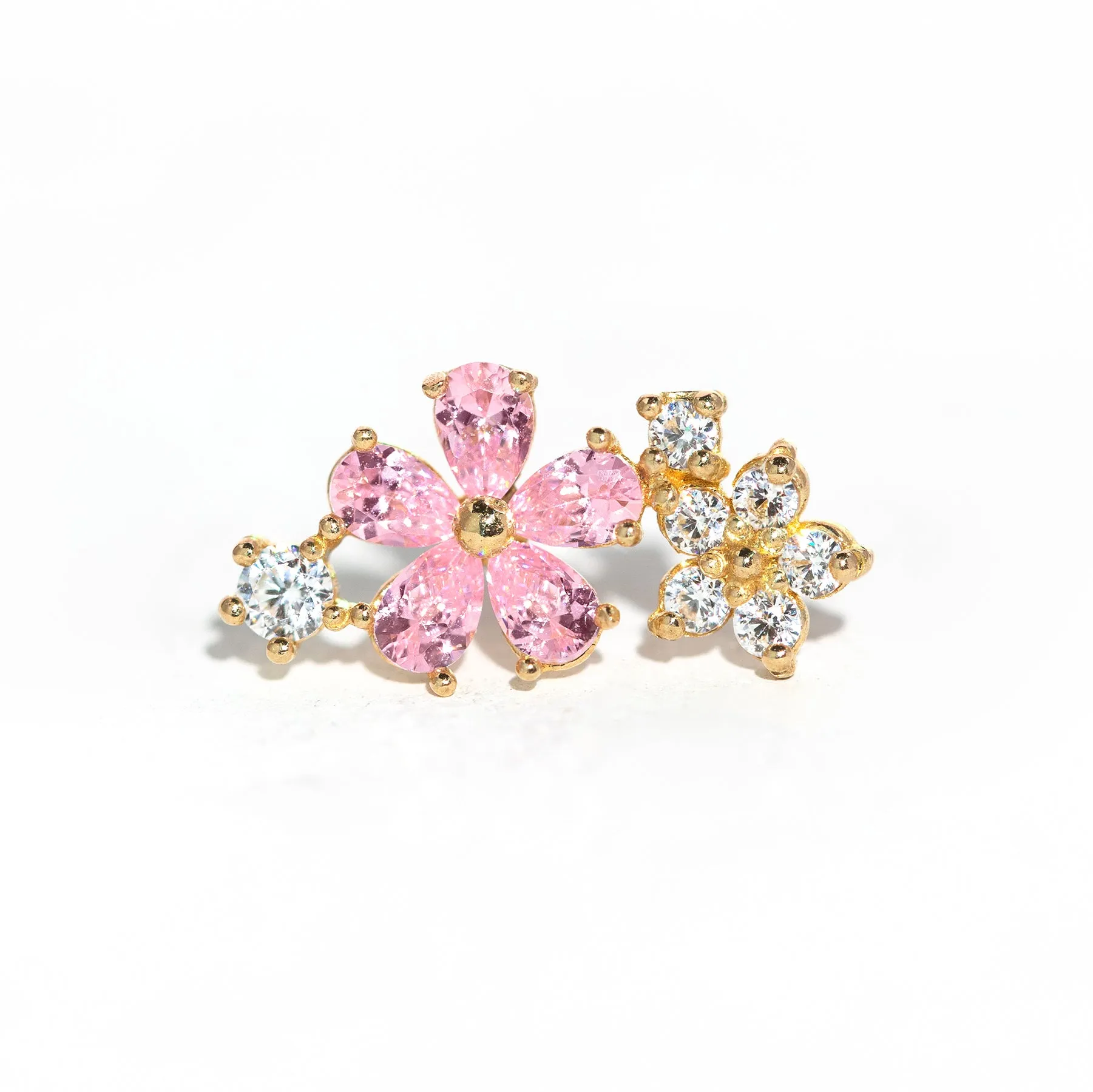 Fine Pink Petals Ball Back Crawler Stud