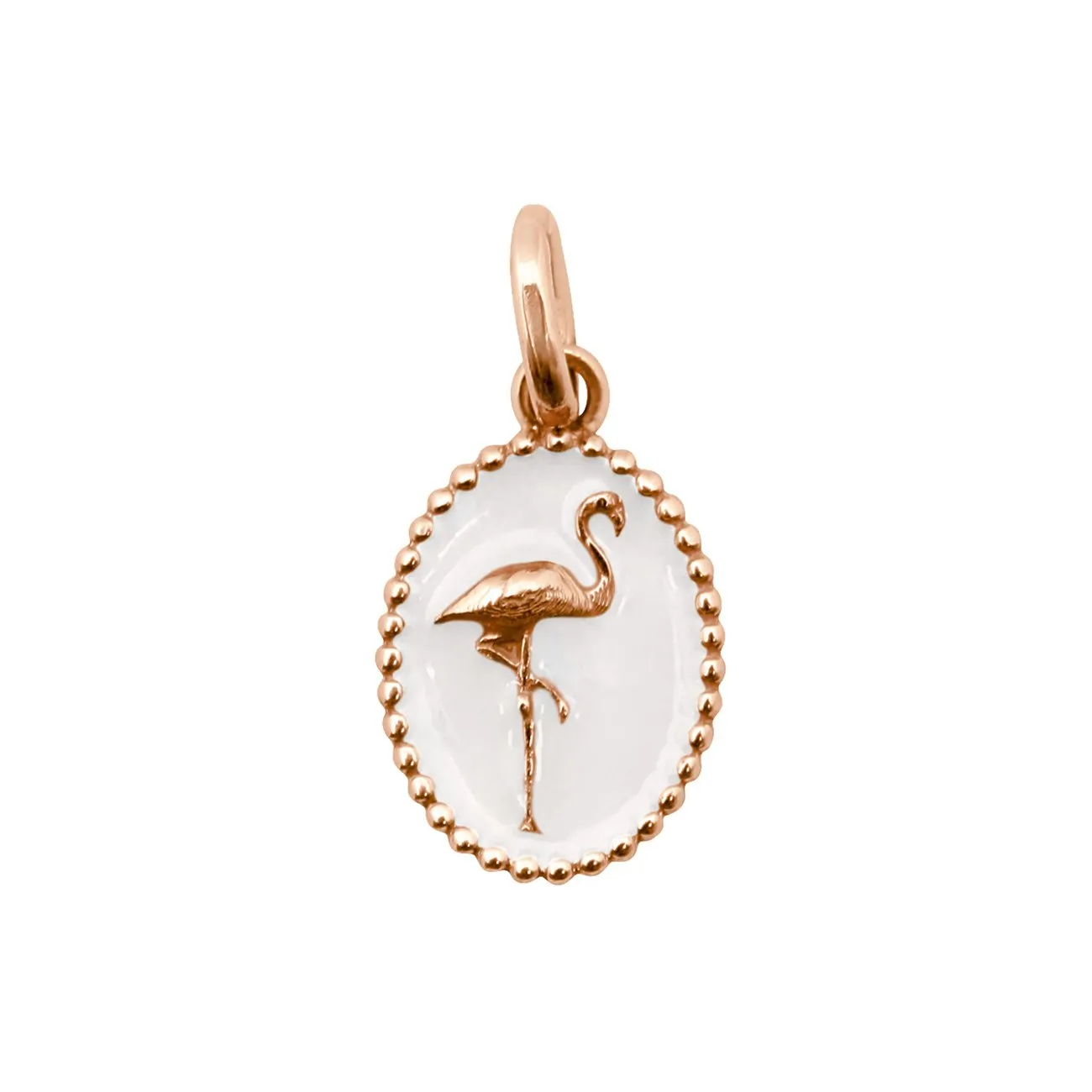 Flamingo White Resin pendant, Rose Gold