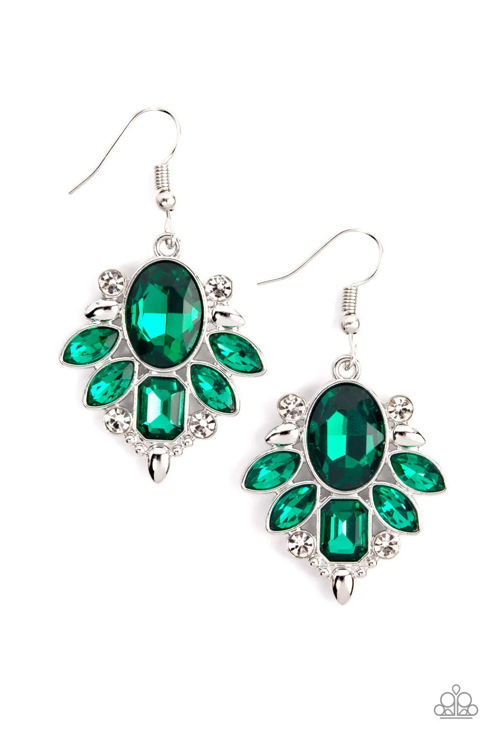 Glitzy Go-Getter - Green ~ Paparazzi Earrings