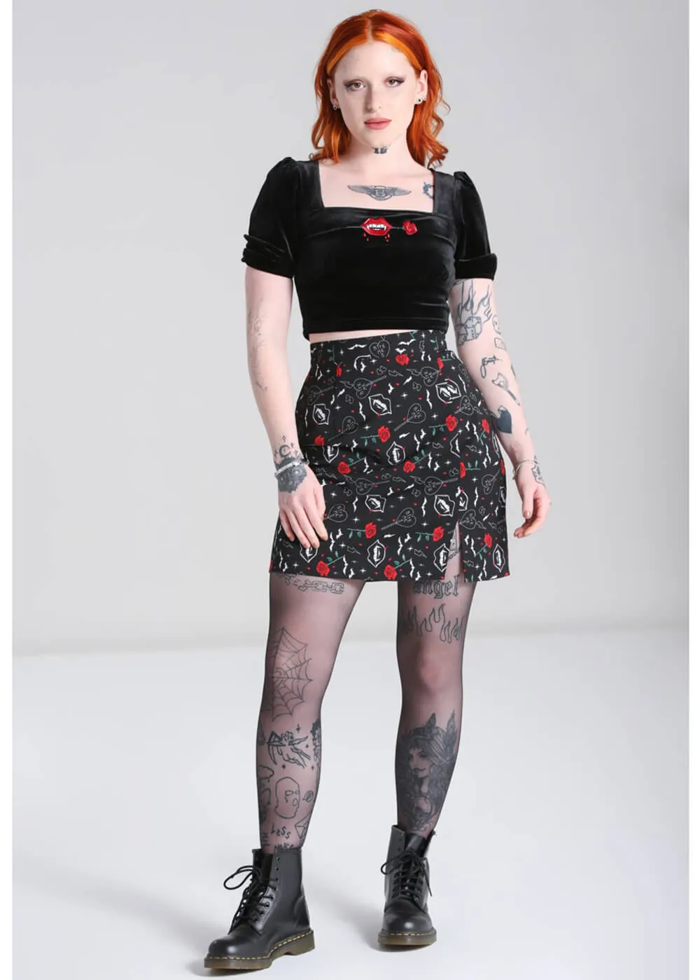 Hell Bunny Lilith Vampire 60's Skirt Black