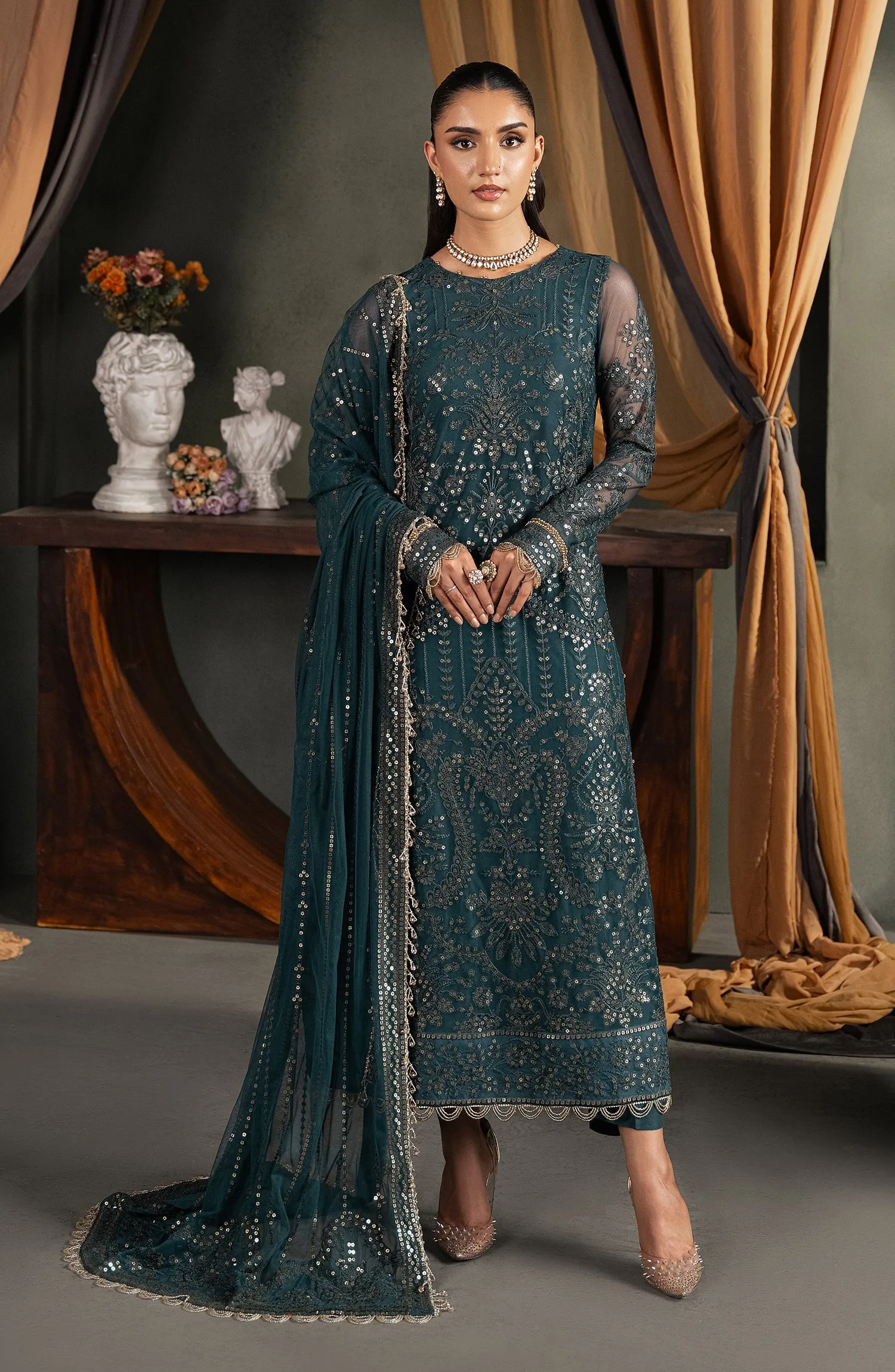 Heritage by Zarif Embroidered Net Unstitched 3Pc Suit ZHF 04 ARHA