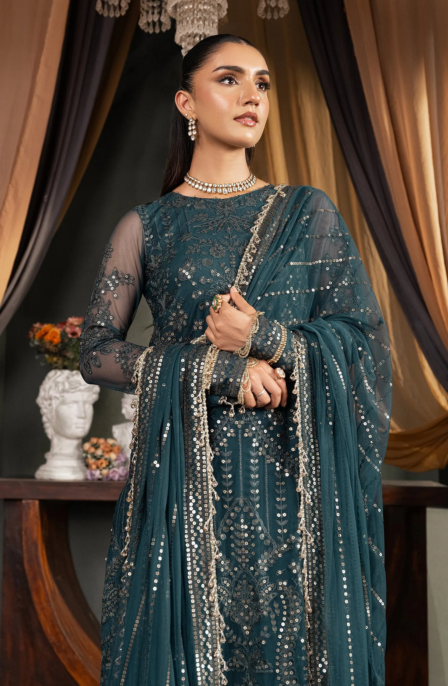 Heritage by Zarif Embroidered Net Unstitched 3Pc Suit ZHF 04 ARHA