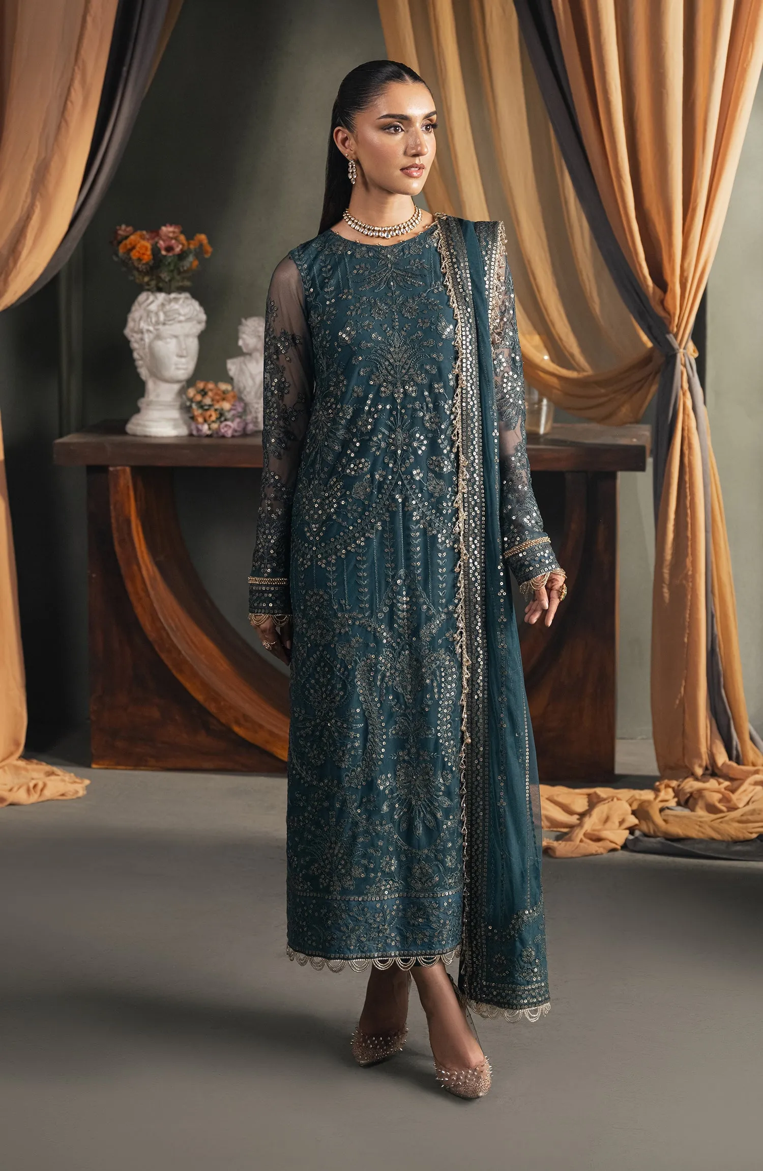 Heritage by Zarif Embroidered Net Unstitched 3Pc Suit ZHF 04 ARHA