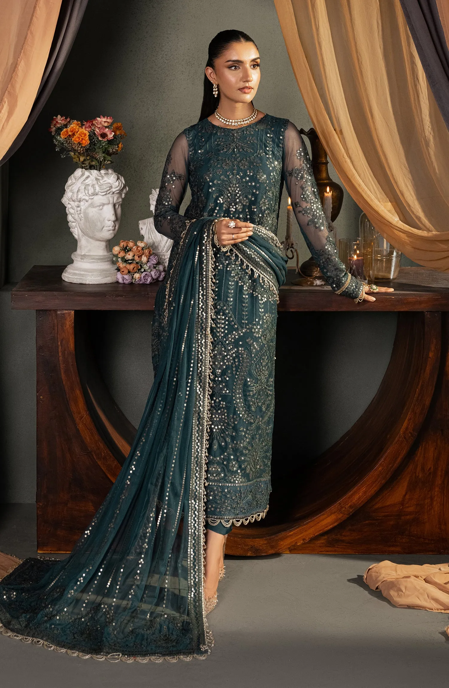 Heritage by Zarif Embroidered Net Unstitched 3Pc Suit ZHF 04 ARHA