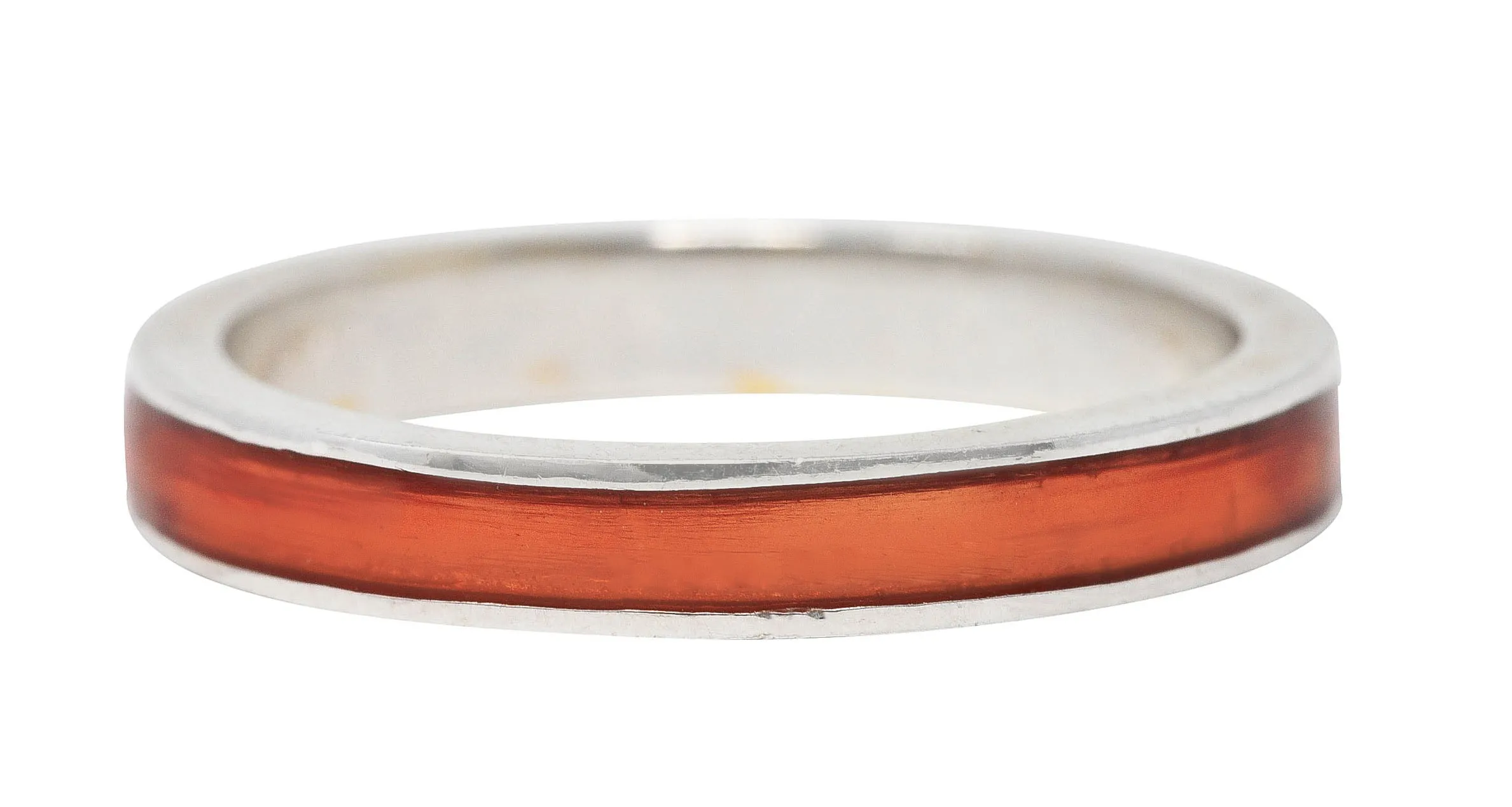 Hidalgo Vintage Orange Enamel 18 Karat White Gold Eternity Band Ring