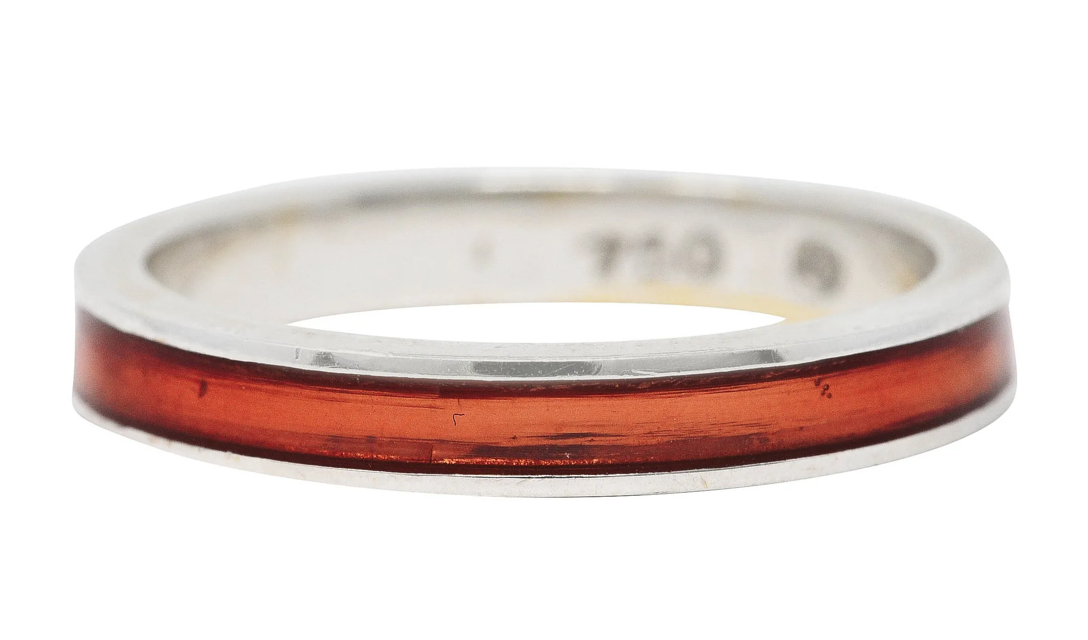 Hidalgo Vintage Orange Enamel 18 Karat White Gold Eternity Band Ring