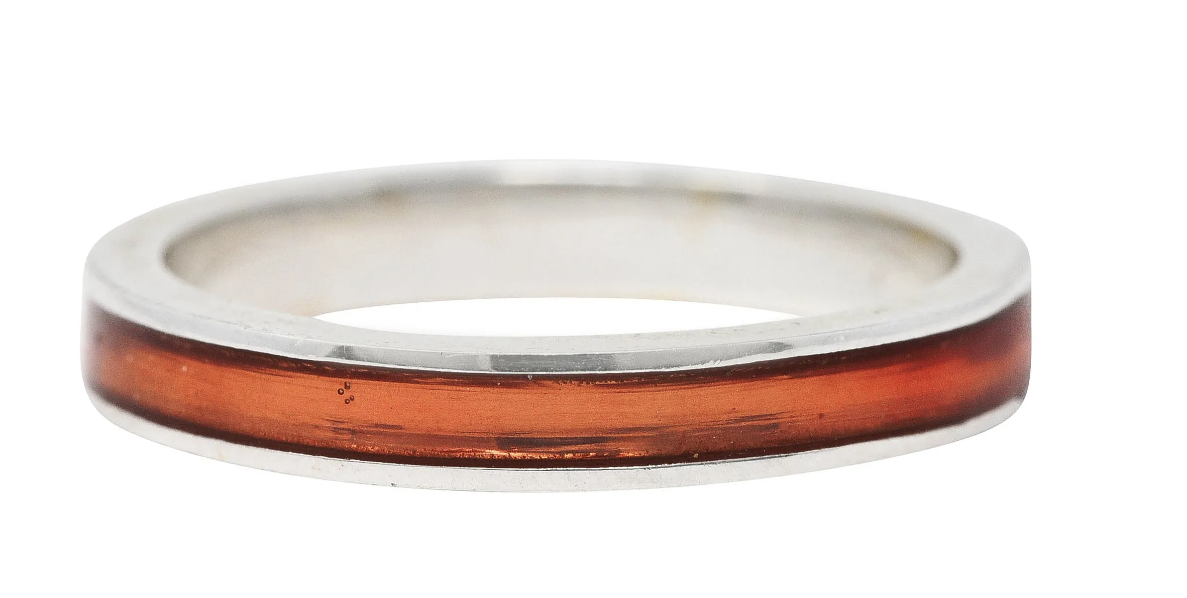 Hidalgo Vintage Orange Enamel 18 Karat White Gold Eternity Band Ring