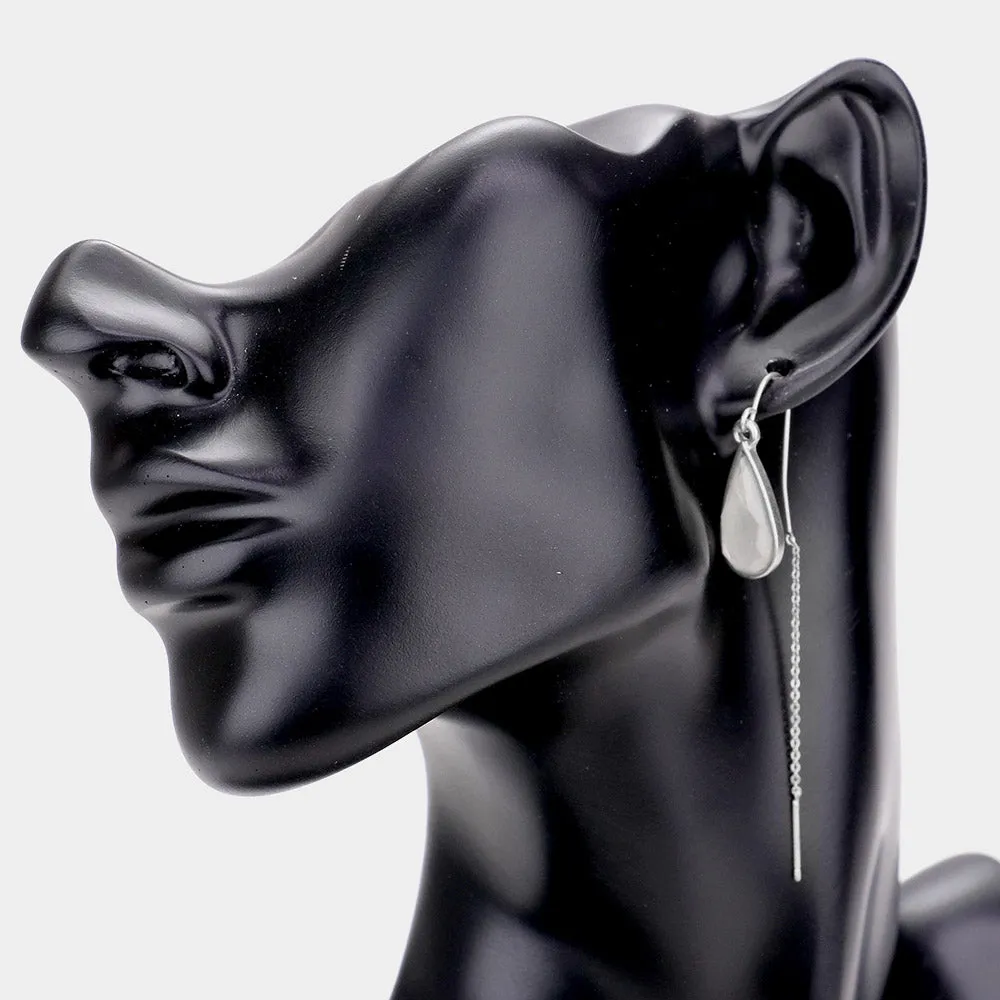 iLLASPARKZ Teardrop Stone Accented Chain Long Drop Threader Earrings