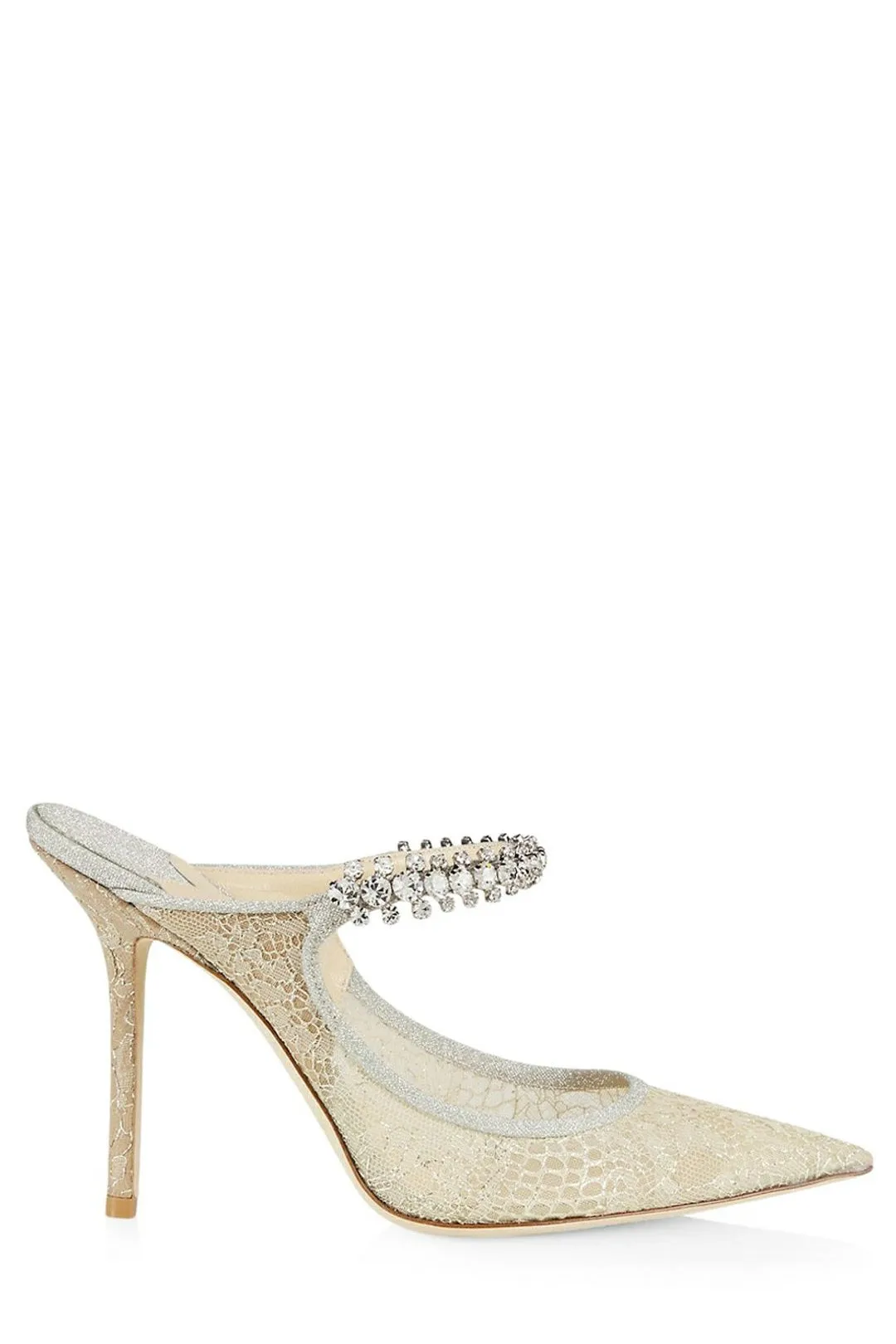 Jimmy Choo Bing 100 Crystal Embellished Lace Mules