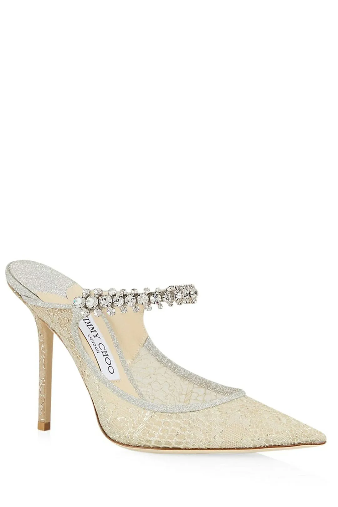 Jimmy Choo Bing 100 Crystal Embellished Lace Mules