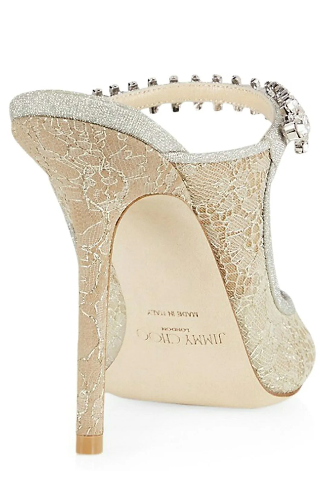 Jimmy Choo Bing 100 Crystal Embellished Lace Mules