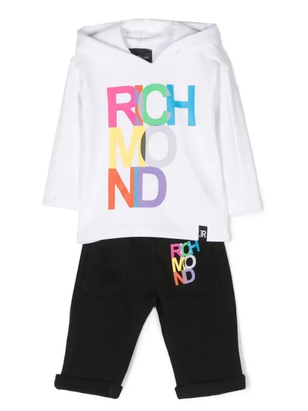 John Richmond Track Suit Set Color Logo Black-White