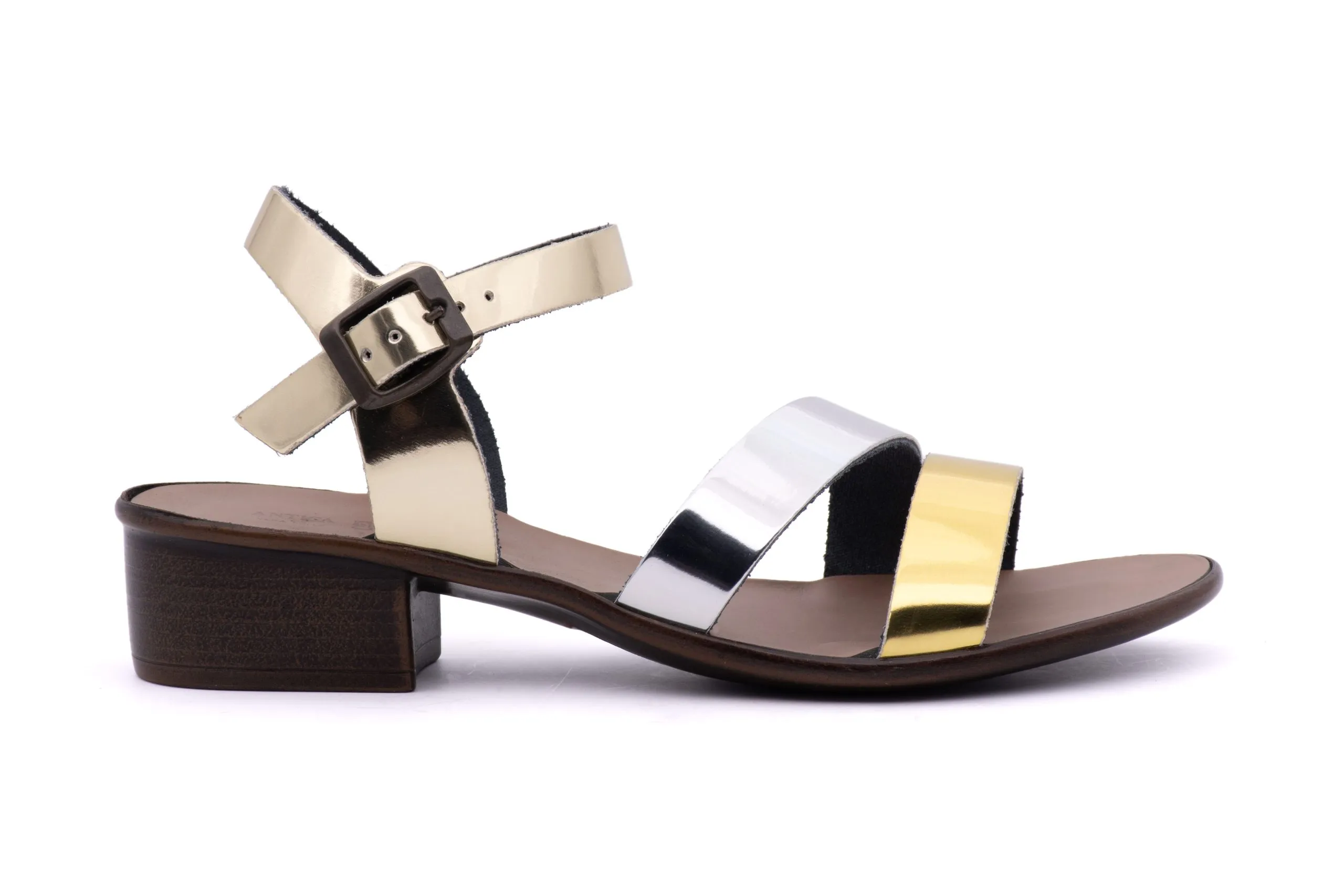 Laminated leather sandal