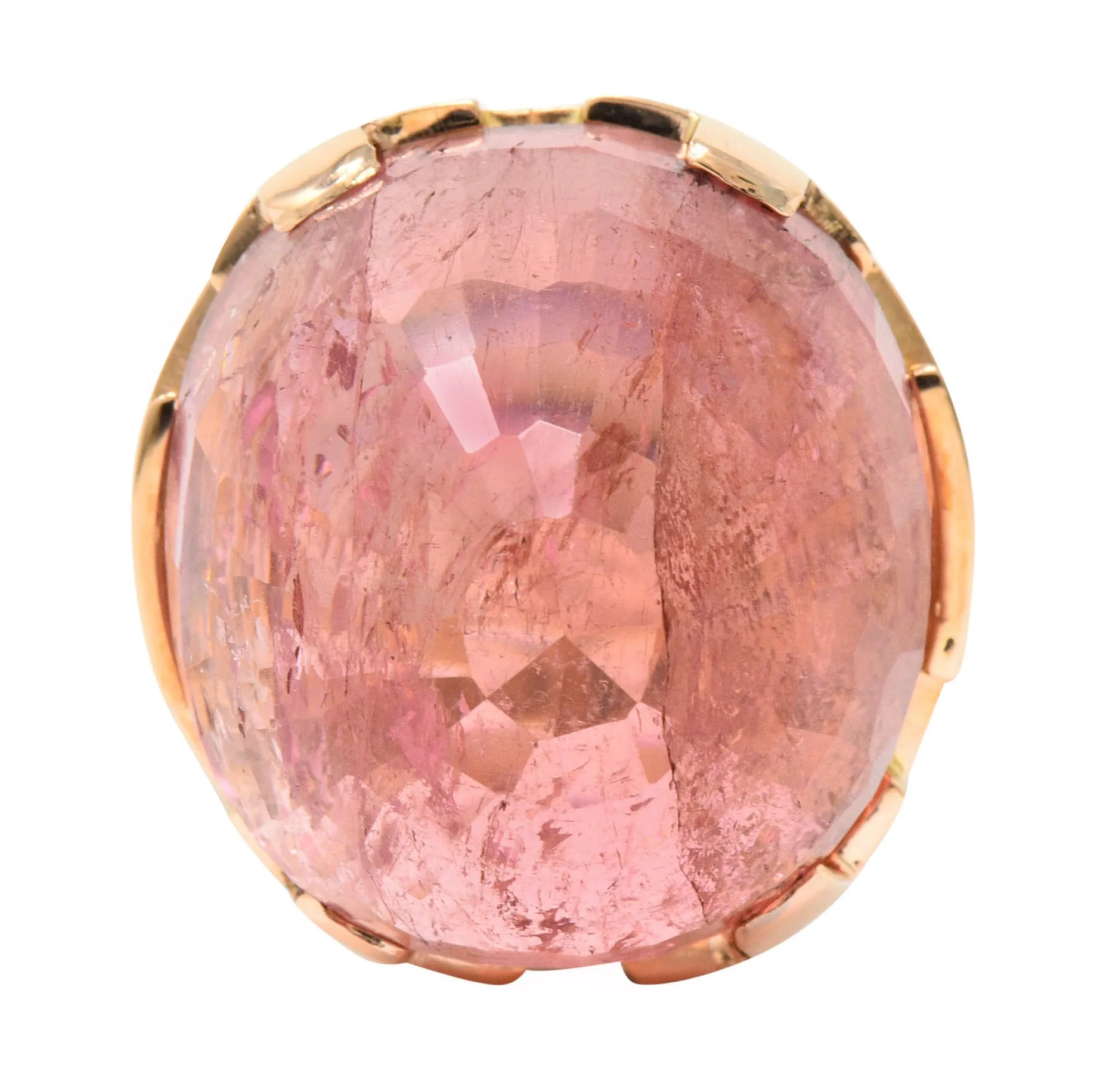 Large SeidenGang Pink Tourmaline 14 Karat Gold Cocktail Ring