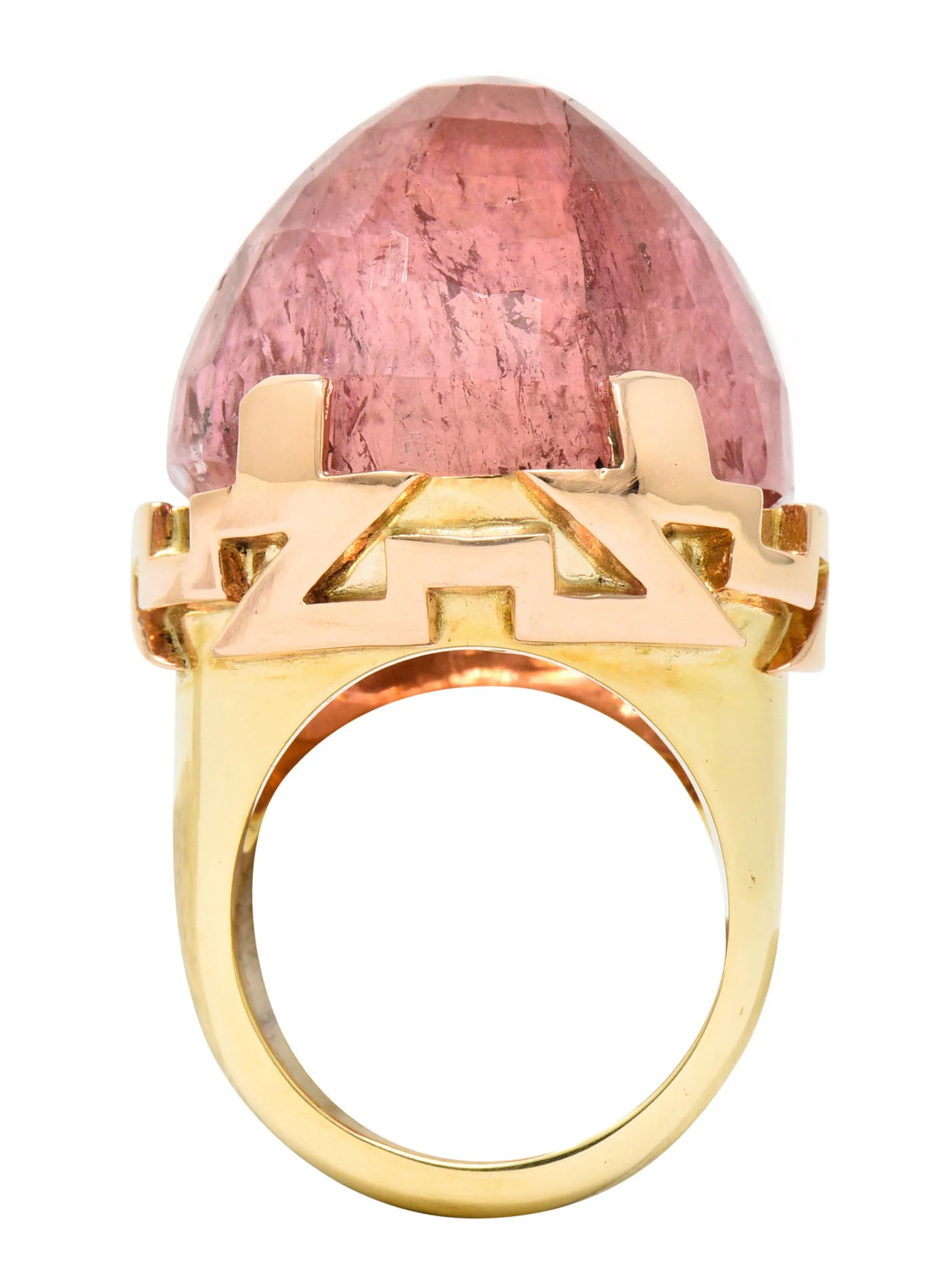 Large SeidenGang Pink Tourmaline 14 Karat Gold Cocktail Ring