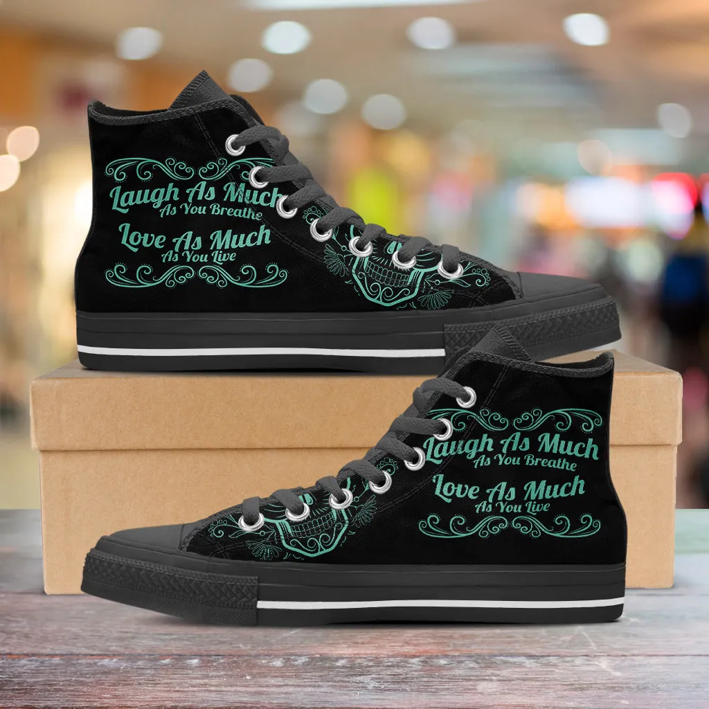 Laugh Love Live Sugar Skull High Top Shoes