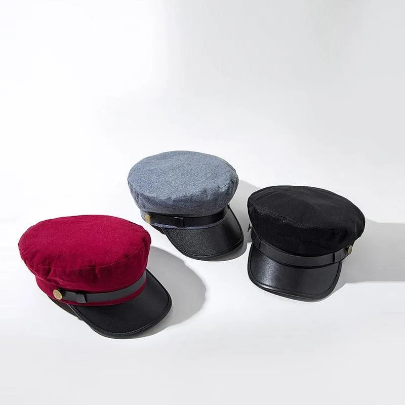 Leather Military Sailor Hat