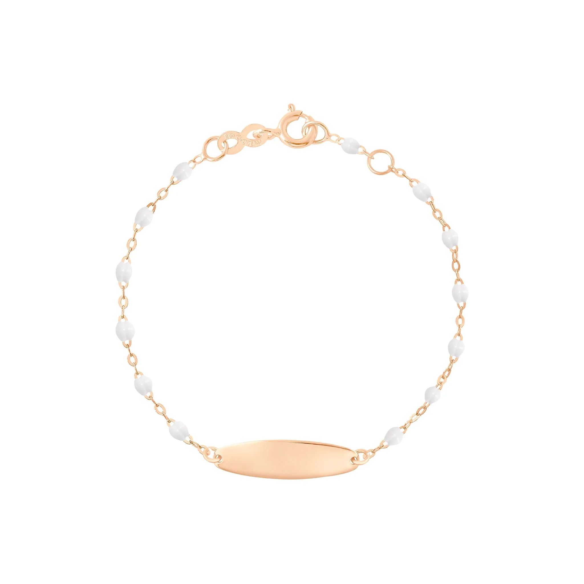 Little Gigi White bracelet, Oval plaque, Rose Gold, 5.9