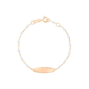 Little Gigi White bracelet, Oval plaque, Rose Gold, 5.9