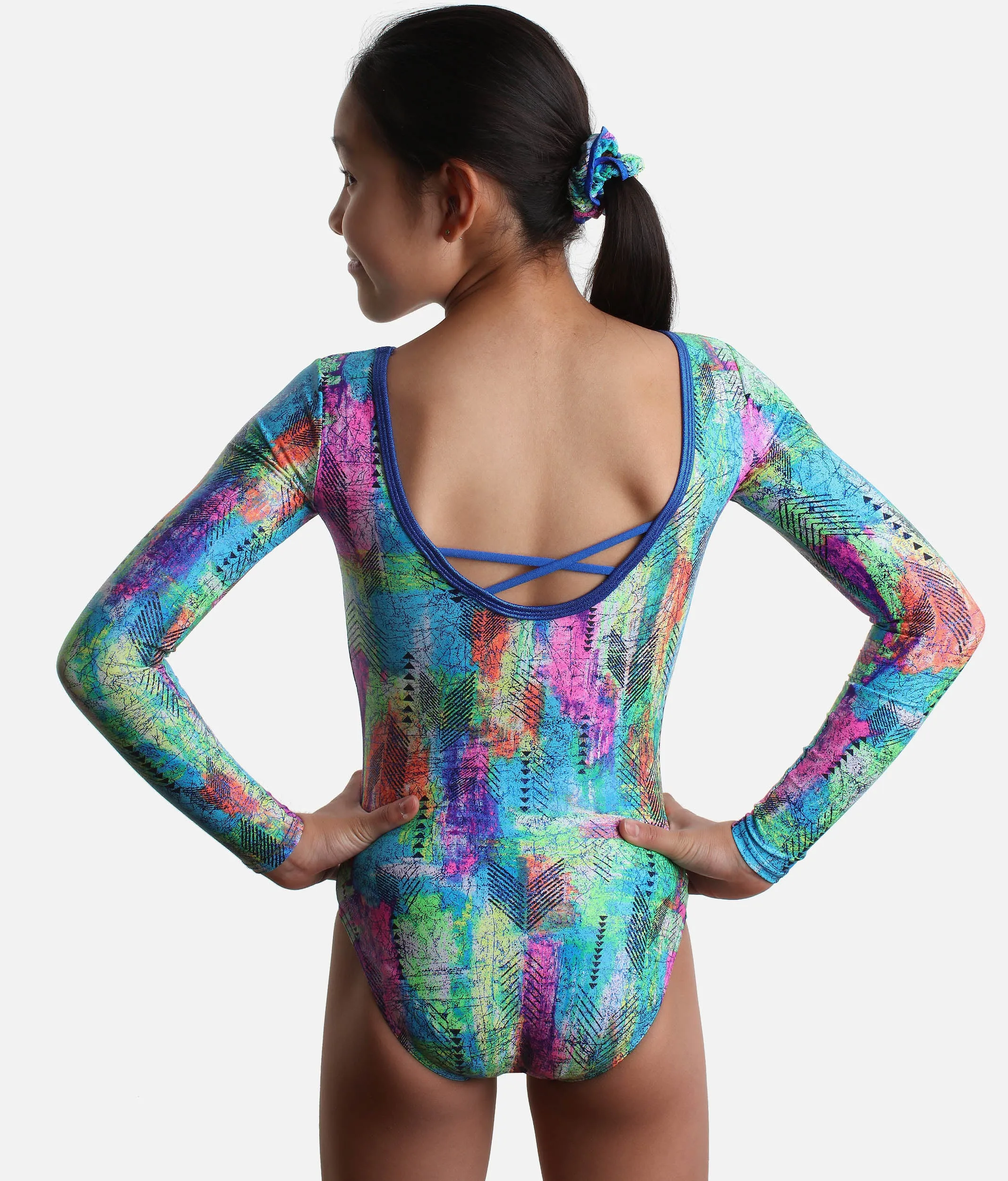 Long Sleeve Girl's Gymnastics Leotard, Back Detail - 17895