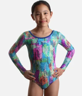 Long Sleeve Girl's Gymnastics Leotard, Back Detail - 17895