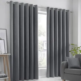 Luna Dim Out Eyelet Curtains - Grey - 90x72