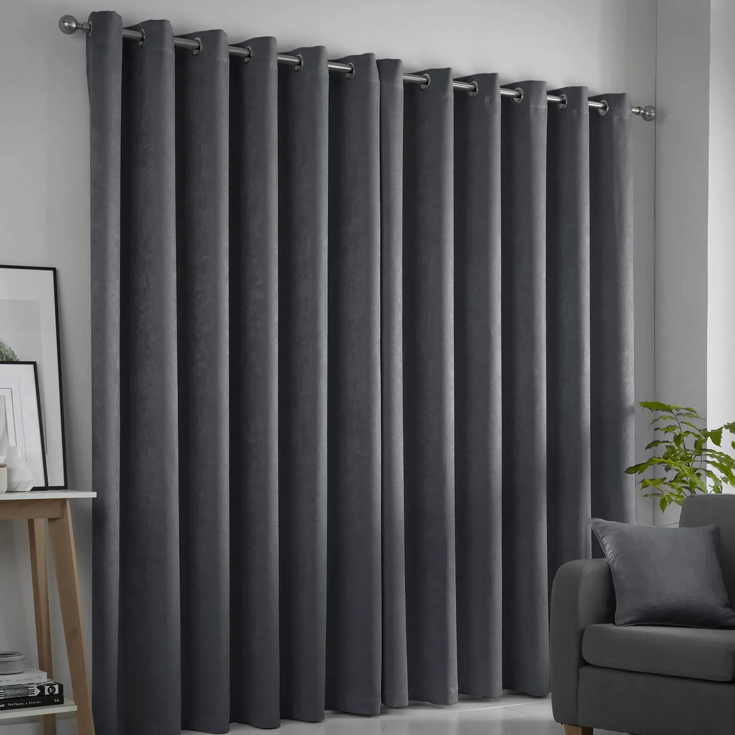 Luna Dim Out Eyelet Curtains - Grey - 90x90