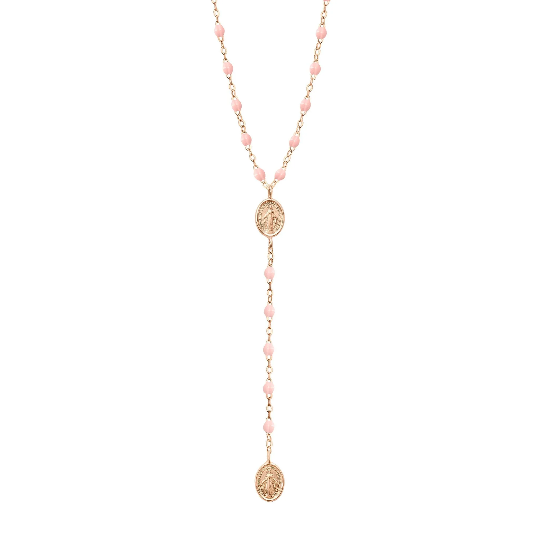 Madone Charm Classic Gigi Baby Pink rosary, Rose Gold, 16.5