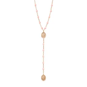 Madone Charm Classic Gigi Baby Pink rosary, Rose Gold, 16.5